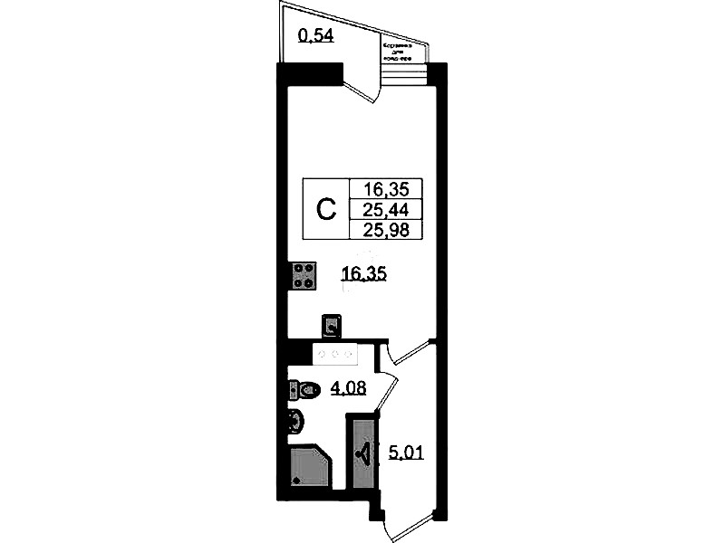 Квартира студия 25.98 м², 10/11 эт., ЖК «VEREN NORT Сертолово»